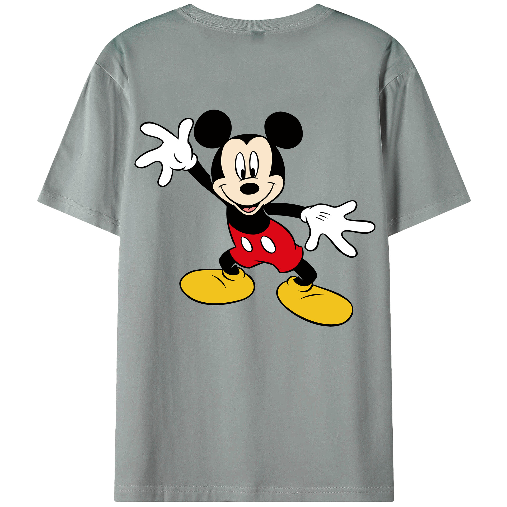 ミッキーマウス Mickey Mouse 綿100％ メンズ半袖Tシャツ（バックプリント） 通気性